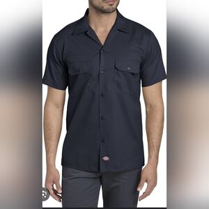 DickiesMen's Short-Sleeve Traditional Work Shirt Black Size Medium  Button Up